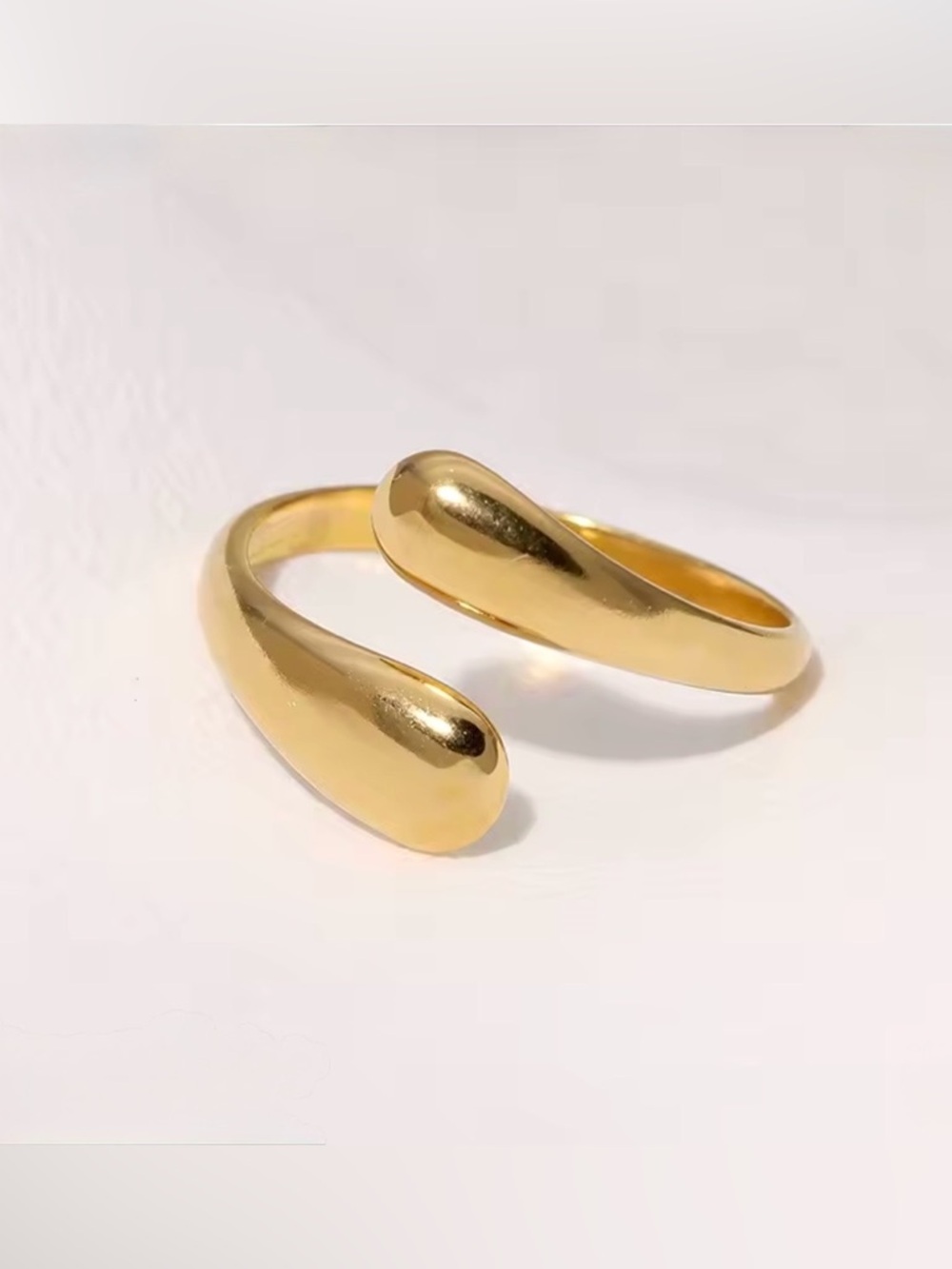 NEW Drip Drop Bypass Ring 18k Gold Plate Liquid Molten Metal Teardrop AP20
